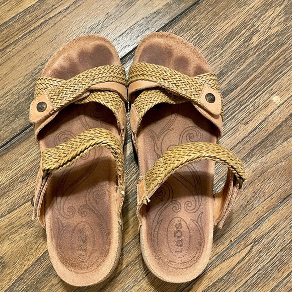Taos Sandals Women’s Size 6-6.5 Trulie Camel Slingback Strappy Leather Braided - Picture 6 of 11